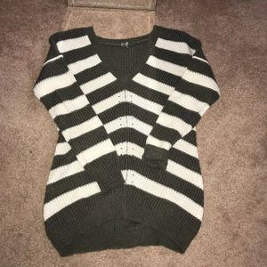 Olive and white sweater